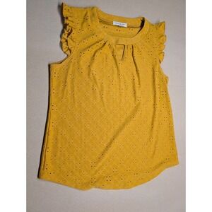 Perseption Concepts Women Tank Size M Mustard 100% Polyester Sleeveless Peekaboo